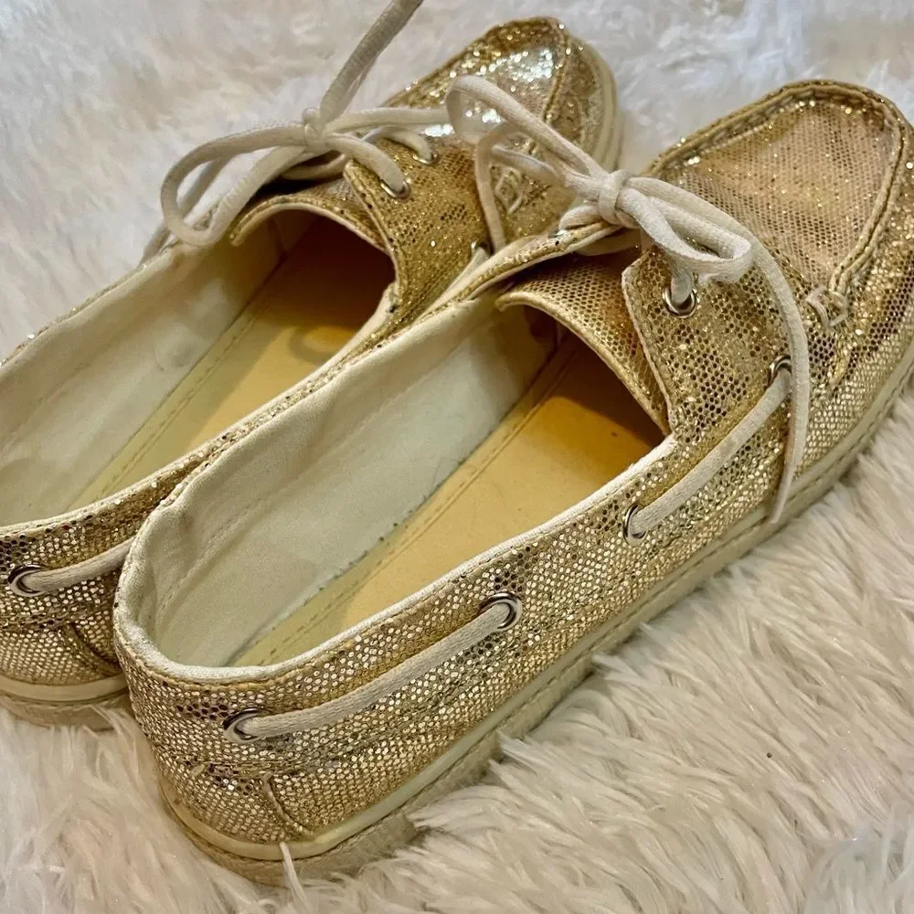 Bongo Edge Gold Glitter Boat Shoes Sneakers Slip On